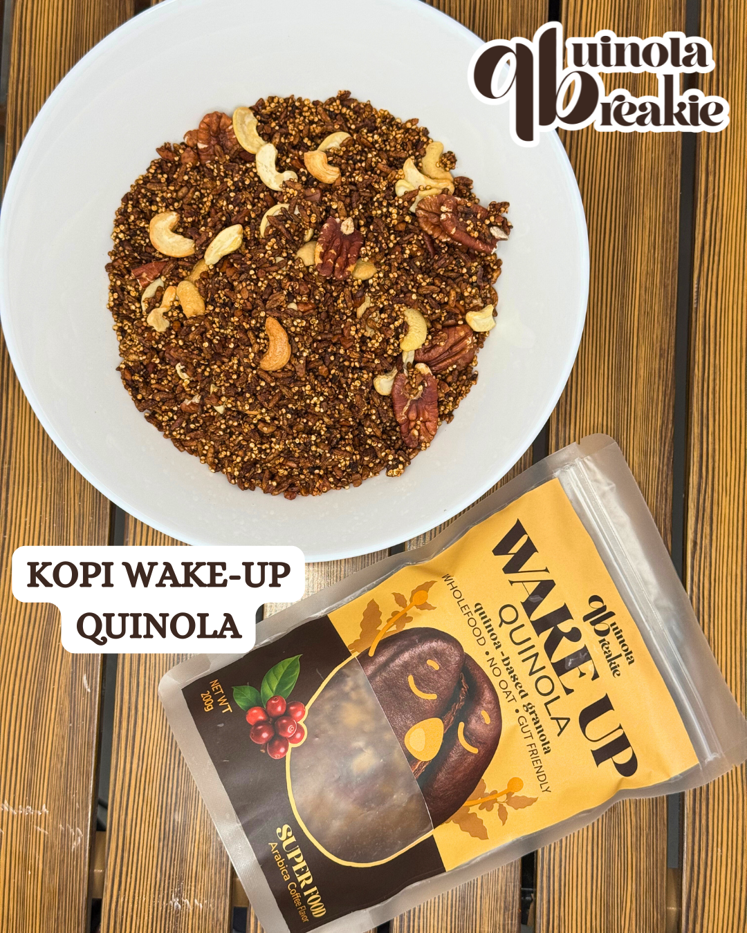 (Mix n Match) QB Quinoa Breakie | Quinoa-based Granola  | Kopi Wake Up | Cocoa Sayang | Cendol Chill | No Oats | Low-GI